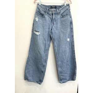 Hollister Wide Leg Low Rise Baggy Jeans 4/27 Denim Casual Boho School Distressed